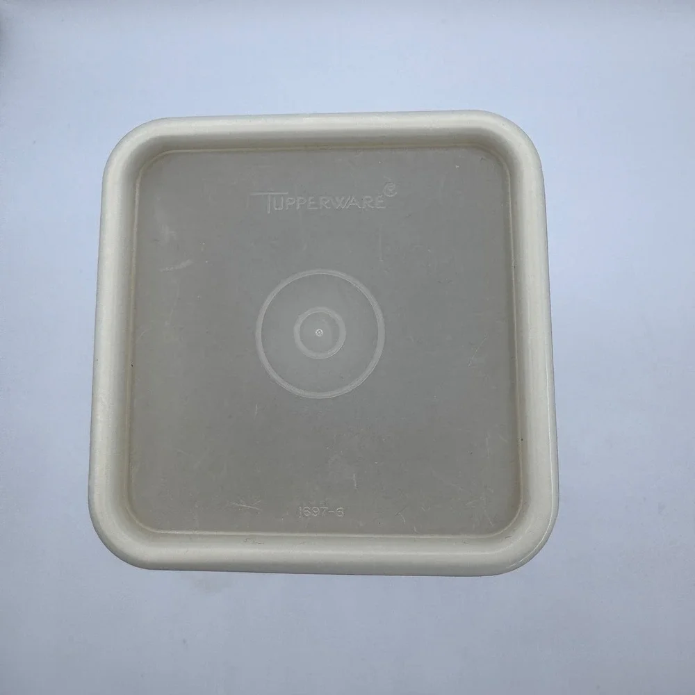 Vintage Tupperware Modular Mates Square Canister Almond Beige 1696-3 Lid 1697-6